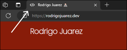 Ejemplos de favicon en el website rodrigojuarez.dev