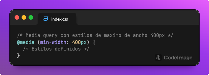 Uso de Media query con las propiedades max-width y min-width