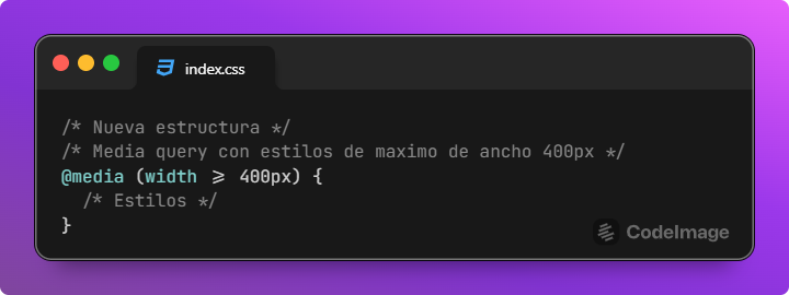 Uso de width en media query sin las propiedades max-width y min-width